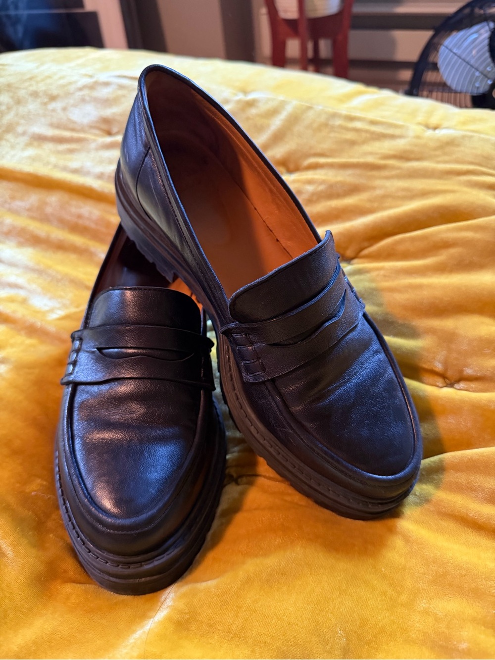Sezane Women’s  Black Leather Penny Loafers - Picture 6 of 10
